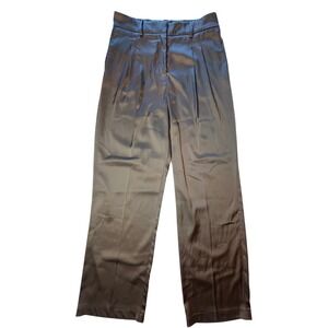 Rachel Zoe Satin Trousers 6 Gold Straight Leg Elastic Waist Corporate Preppy‎